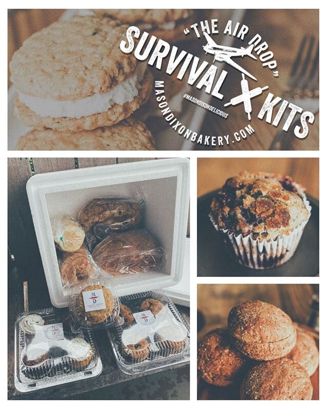 Well you asked and we have delivered....literally. Announcing our latest Survival Kit ⚒️ The Air Drop. Many of you wanted to enjoy an easy to order collection of delicious baked goods shipped to your front door and The Air Drop is just that package. 