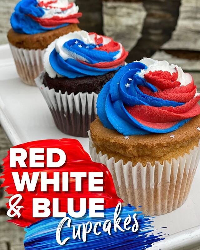 Delicious dairy free Vanilla Cupcakes &amp; Vegan Chocolate Cupcakes with Red, White, &amp; Blue frosting. The perfect companion for your Memorial Day Plans. These are ready for curbside and shipping orders. [Link In Bio]⠀
🧁 🇺🇸 🧁⠀
#glutenfree⠀
#m