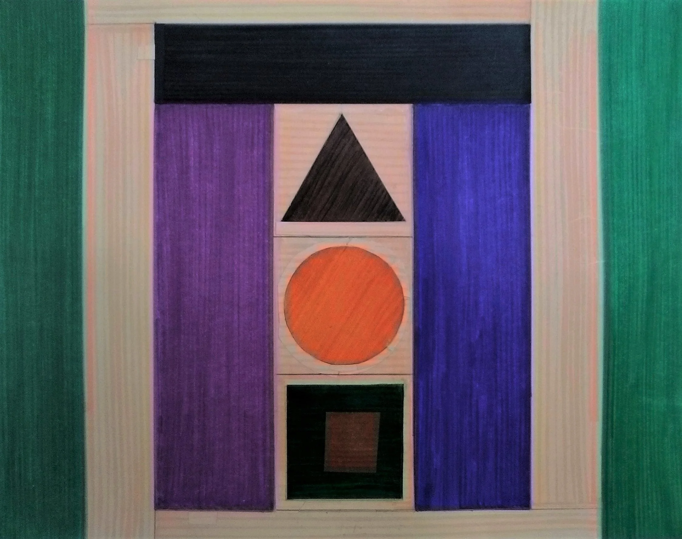 Temple 2019 Pencil, marker and collage 11" x 14"