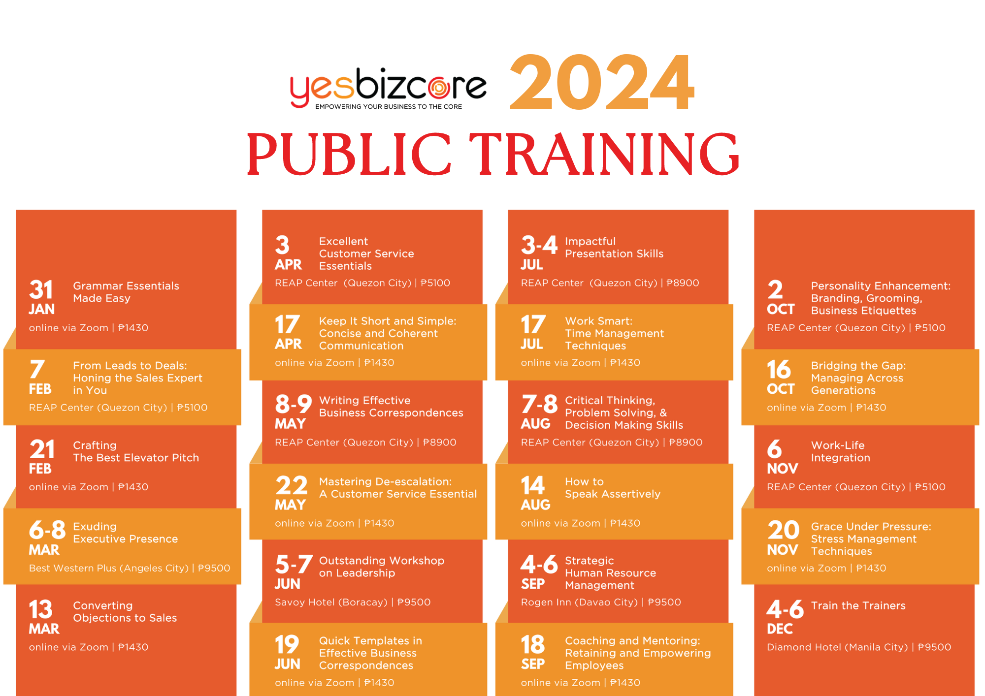 Full Public Training Calendar YESBIZCORE full-public-training-calendar-yesbizcore