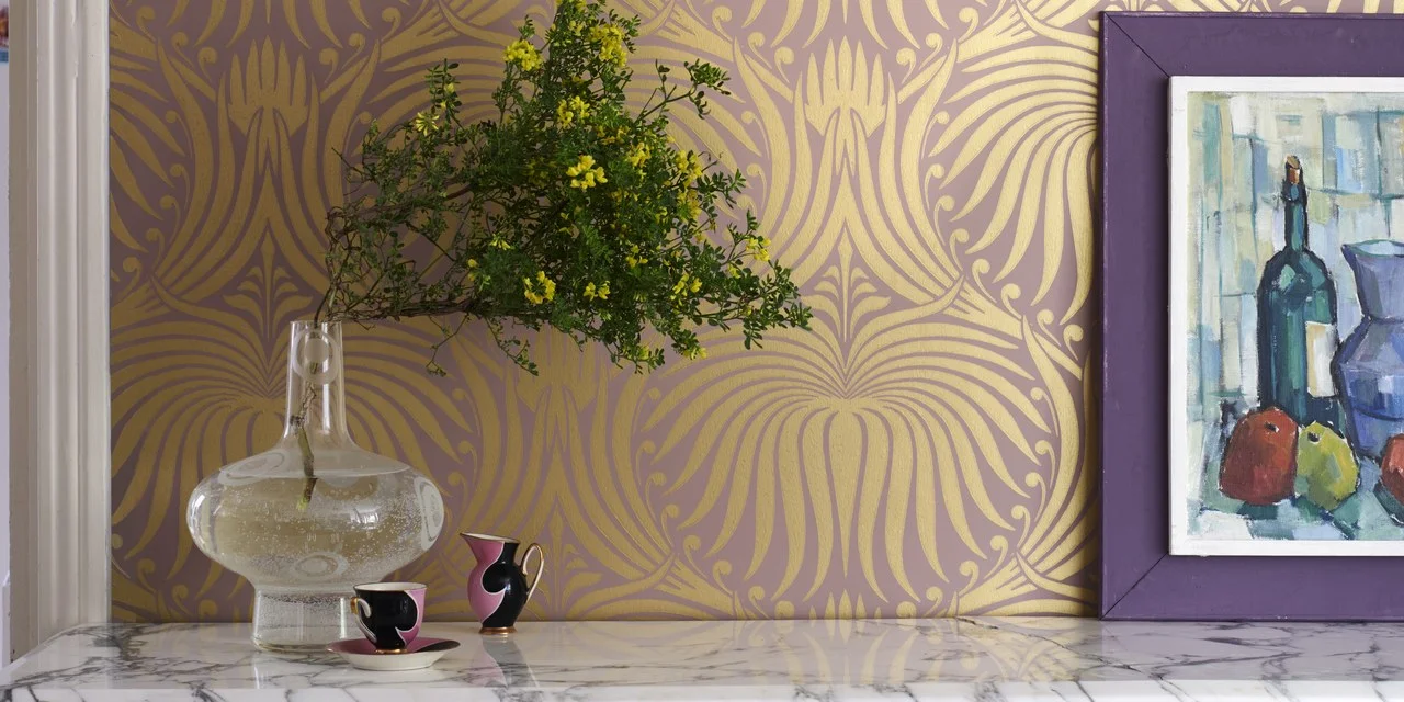 ArchitecturalDigest.com Farrow & Ball Launches a 25-Piece Metallic Wallpaper Collection