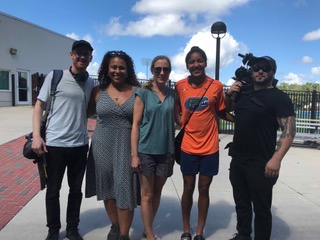  Filming in Gainesville, Florida, with our team, Kely (Co-director), Justin Noto (Co-director) and Eric Branco (Director of Photography), pictured with Lais Araujo, the main character of the documentary. 