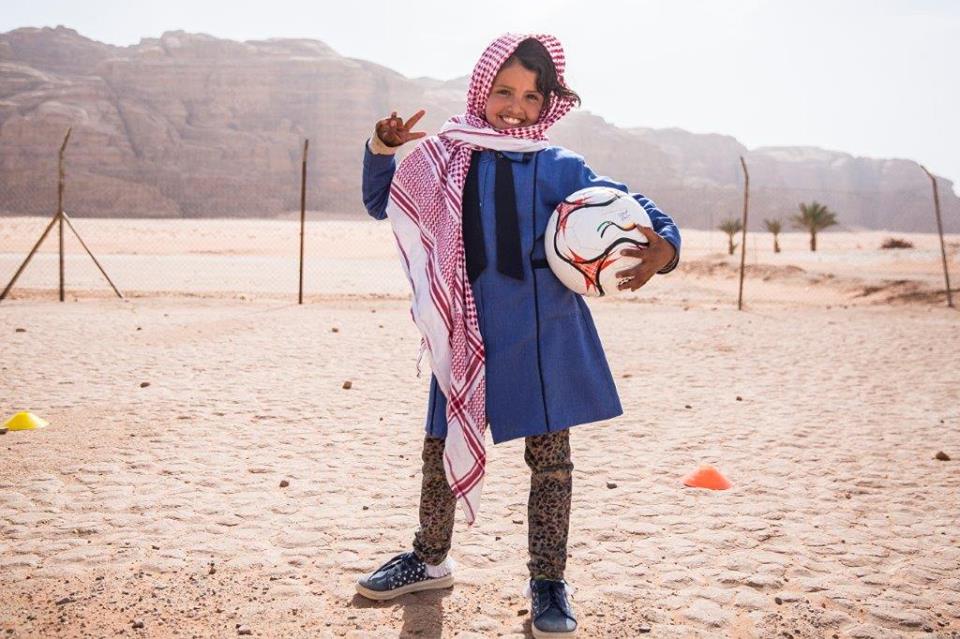 Girl at Wadi Rum football clinic.jpg