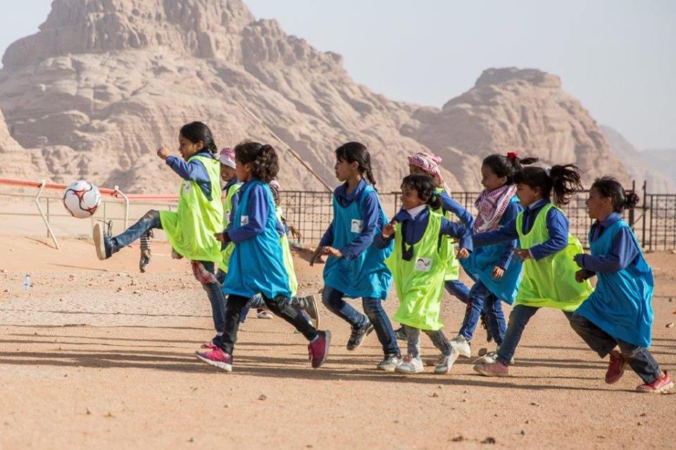 Girls at Wadi Rum football clinic.jpg