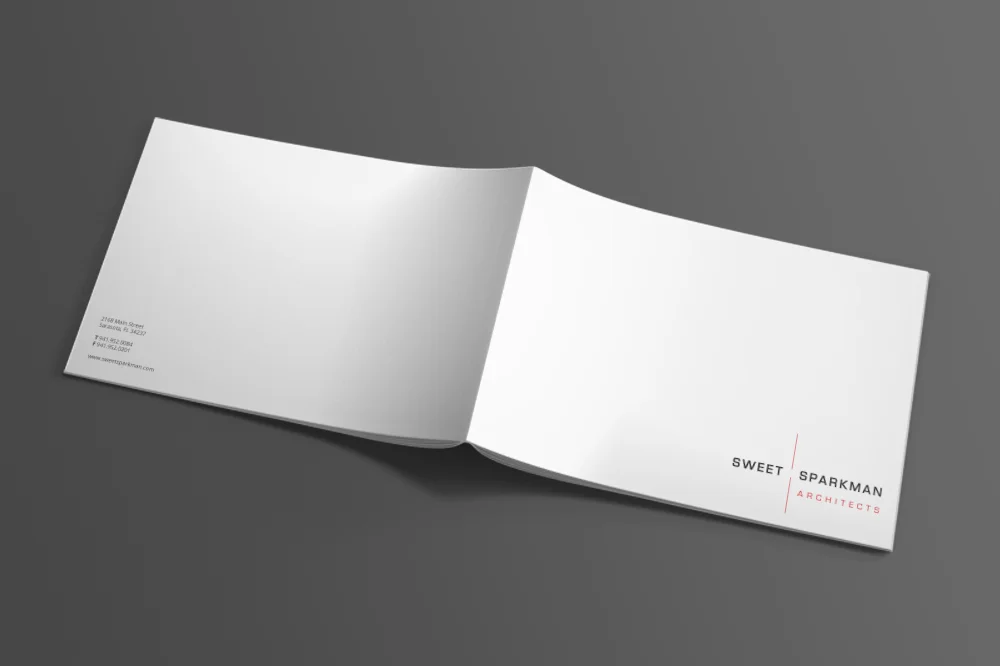 This booklet is printed on a high-end paper stock and features a translucent vellum cover.