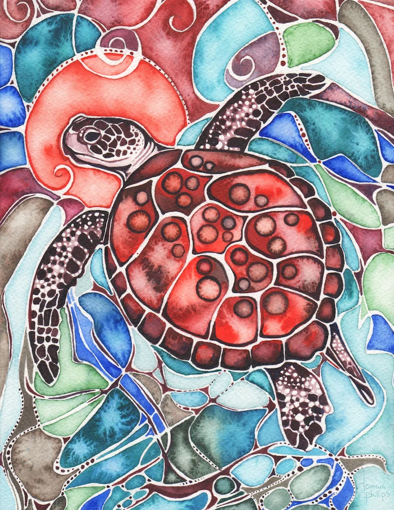 Sea Turtle 7" x 10" watercolour