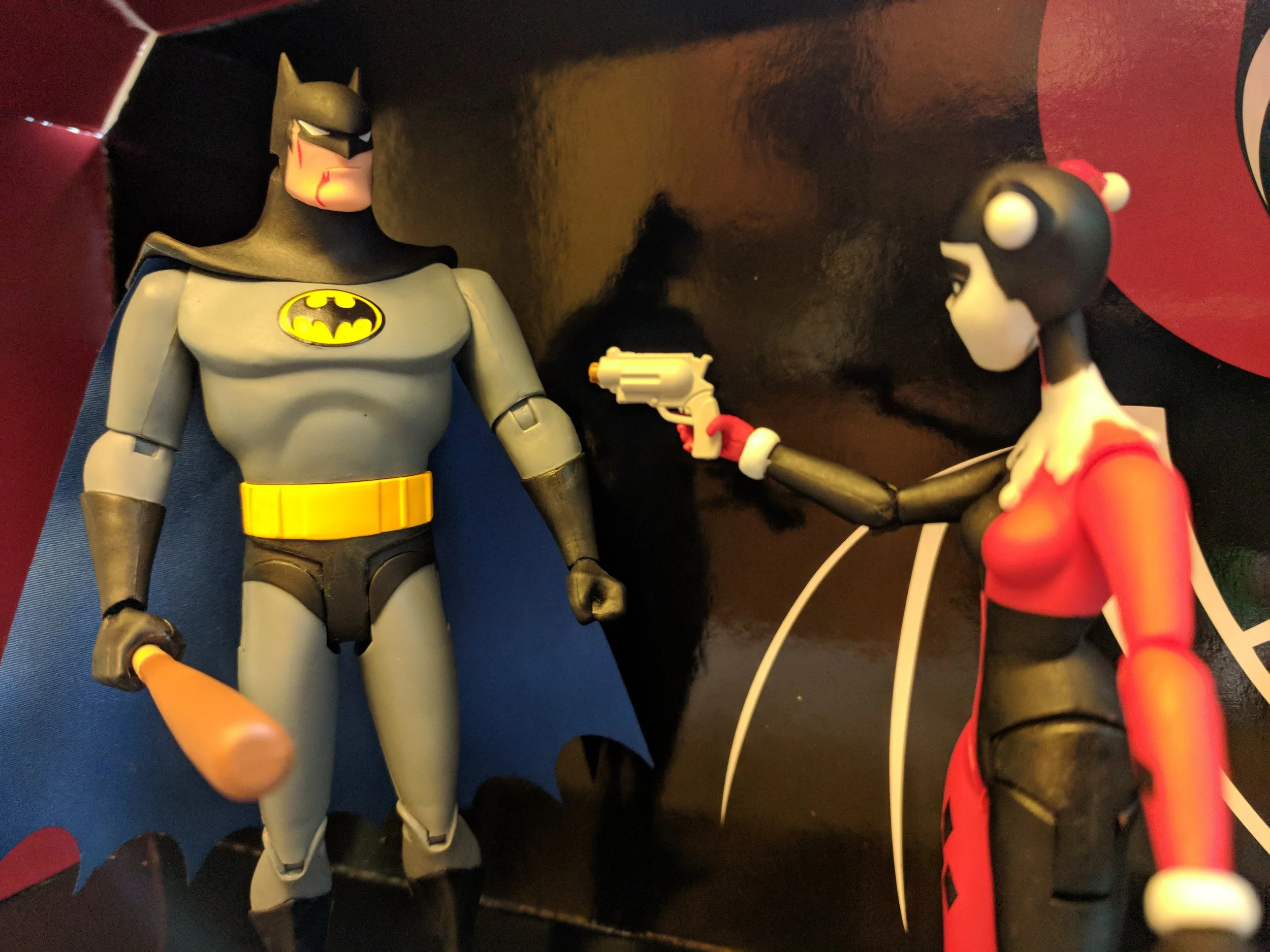 With all the money and technology at Batman's disposal I love that a simple baseball bat is included