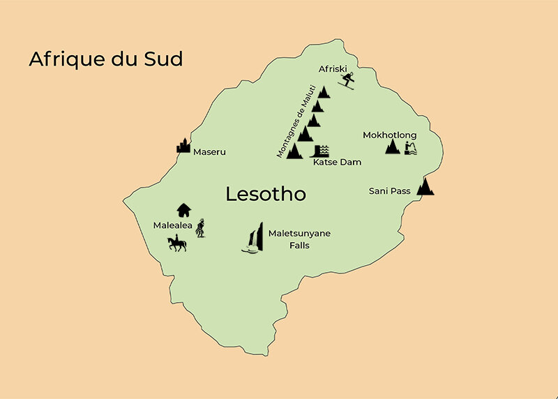 lesotho carte afrique du sud