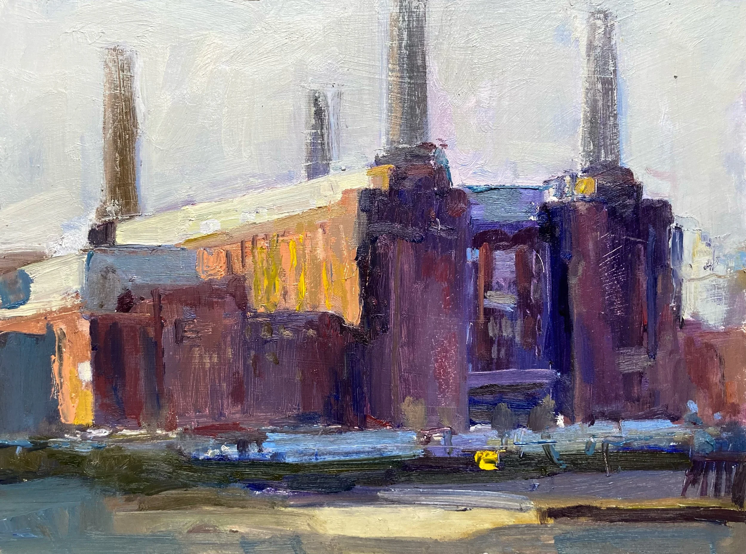   BATTERSEA POWER STATION   Oil on board, 26 x 35 cms, £350.00 (unframed)  