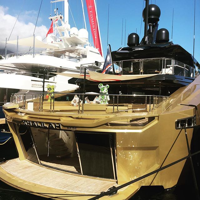 The golden goddess on show...and for sale with @superyachtsmonaco at the @monacoyachtshow #khalilah