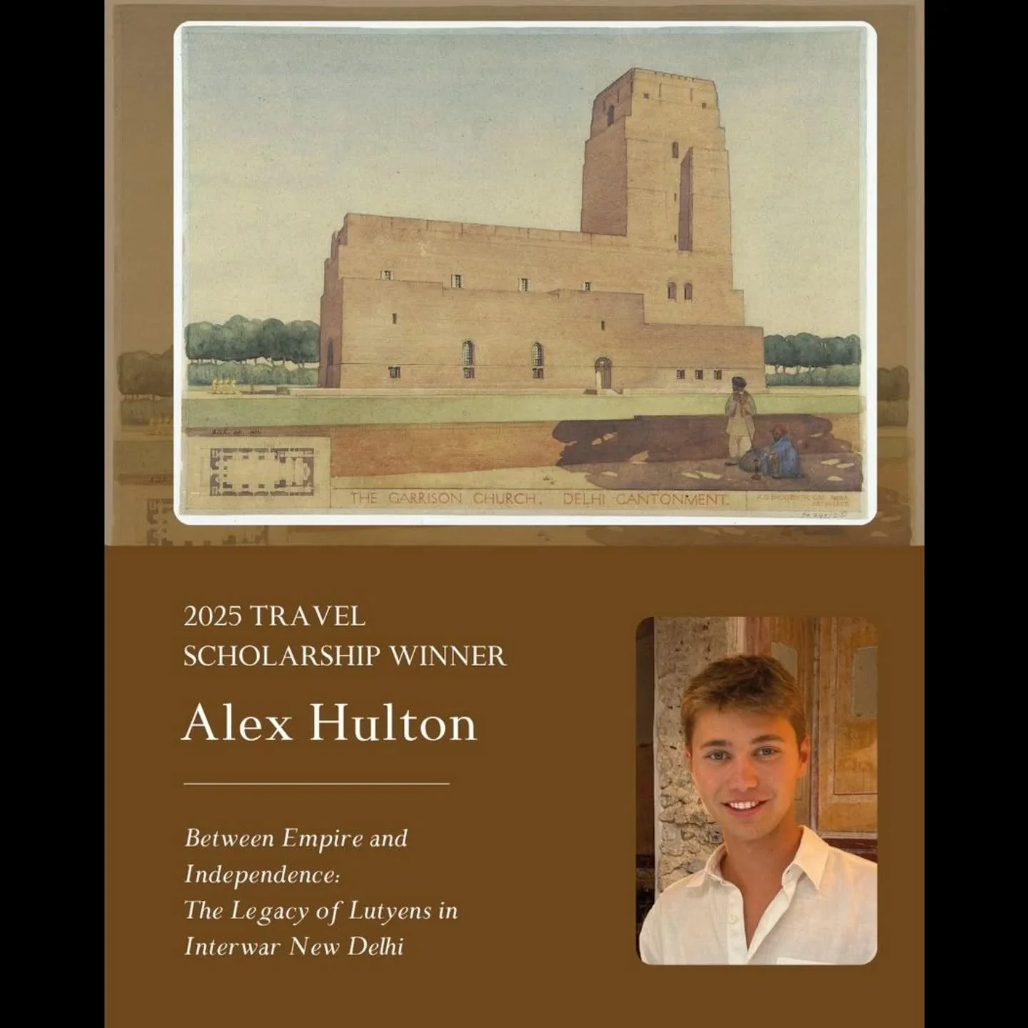 After receiving many outstanding applications, Adam Architecture&nbsp;is pleased to announce Alex Hulton as the winner of their annual Travel Scholarship.

His chosen area of research is the architecture of Interwar New Delhi and the fragmentary, com