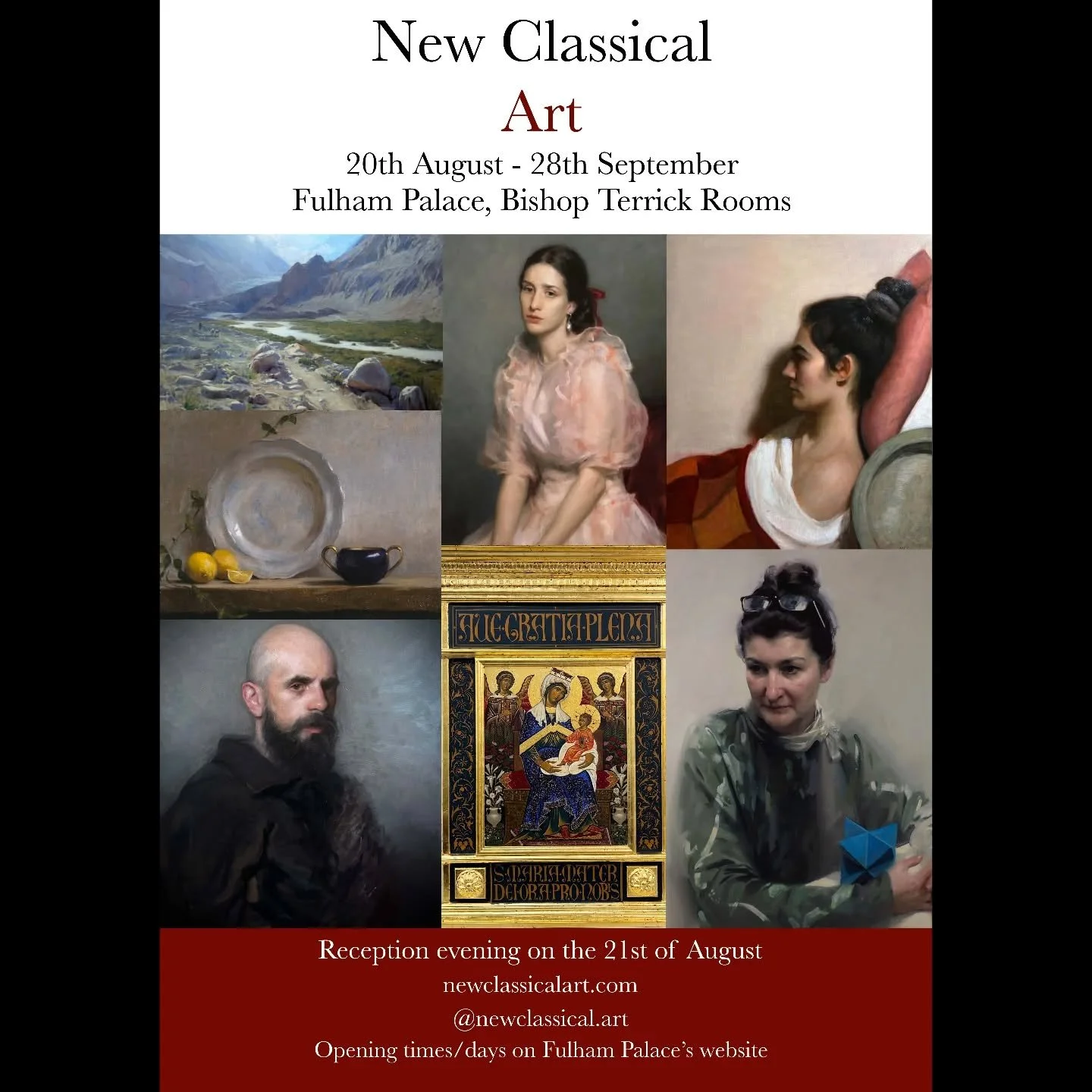 NEW CLASSICAL ART EXHIBITION
20th August - 28th September
Fulham Palace, Bishop Terrick Rooms

You are kindly invited to the Opening Reception Evening of the exhibition on the 21st of August.
Several TAG members submitted their work as part of the ex
