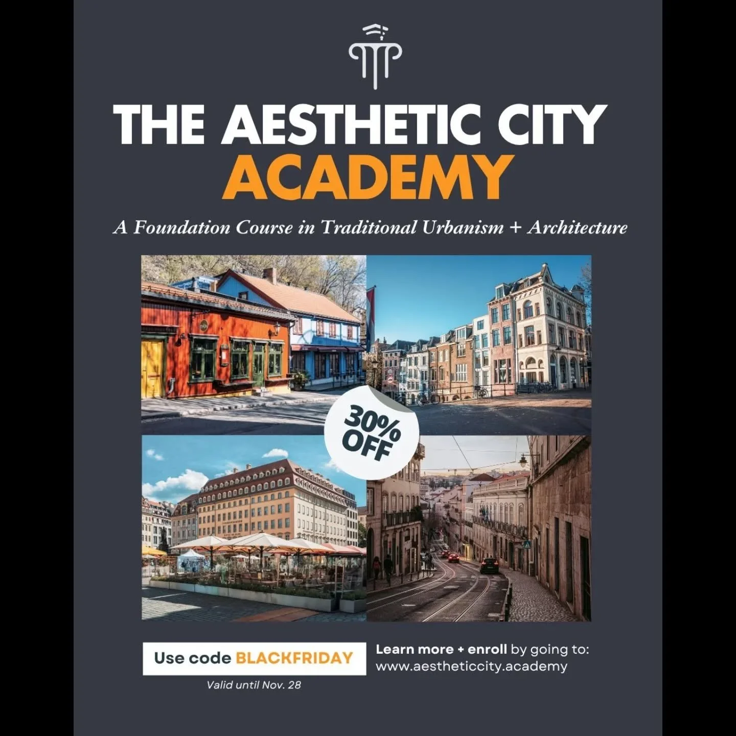 Aesthetic City Academy Black Friday offer !!!

Unlock the secrets behind the world's most beloved cities and places with The Aesthetic City Academy's Foundation Course. Imagine gaining the confidence and knowledge to explain why some places are vibra