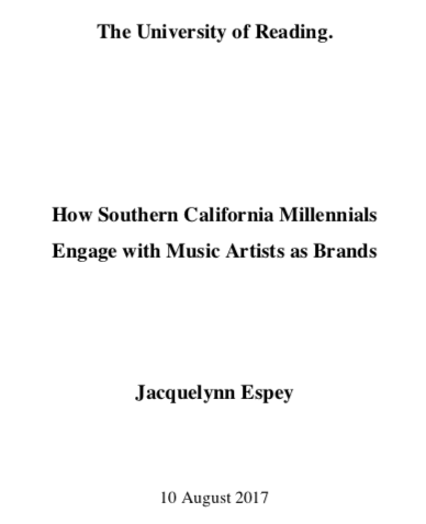 How Southern California Millennials Engage with Music Artists as Brands (MSc Dissertation)