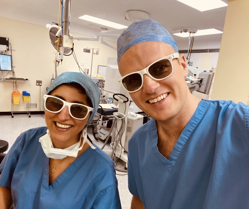 MR MCGOWAN WITH ONE OF HIS FELLOWS AFTER PERFORMING 3D CATARACT AND RETINAL SURGERY