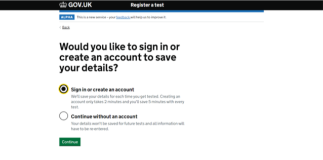 Step 5 - You may wish to create an account. Click continue and enter your details.