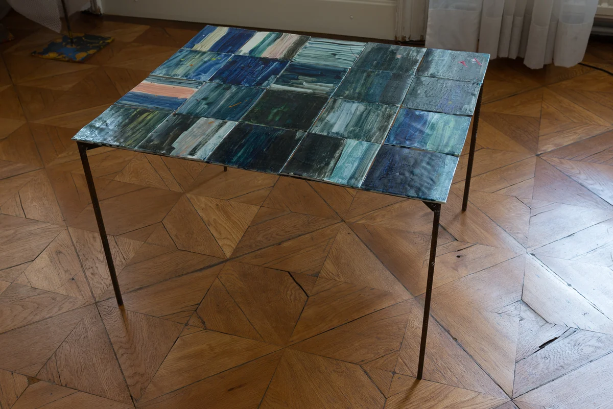 table with painted tiles, around 2008
