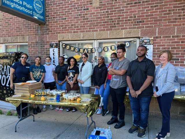  COH attended a celebration for Boston Public Schools graduates at Boston Police Department in Jamaica Plain. 30 college-bound graduates received Get Set packages of bedding and dorm essentials from COH. 