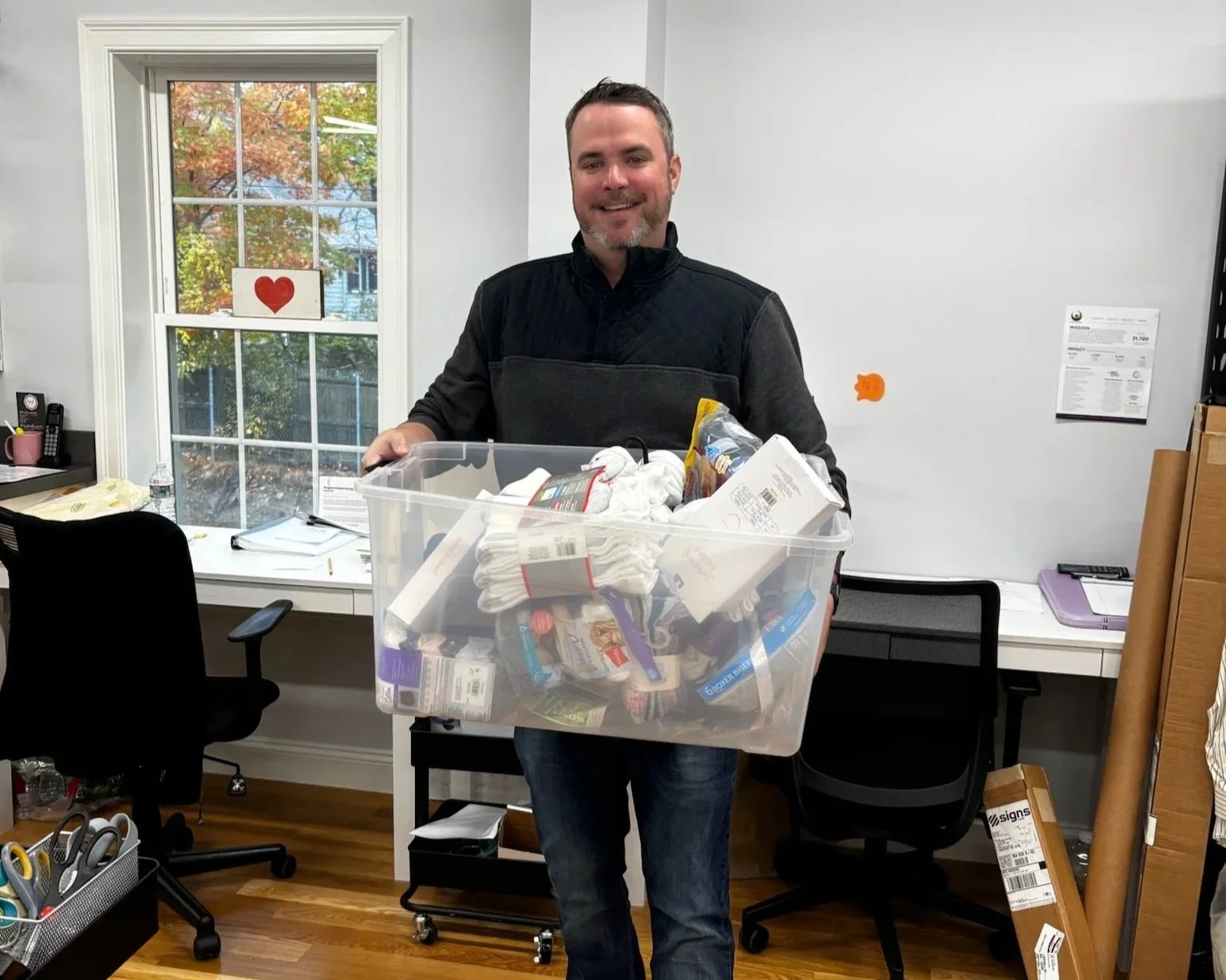  Robert Mack from  Korro Bio  dropped off 2 large bins of new socks and underwear. 