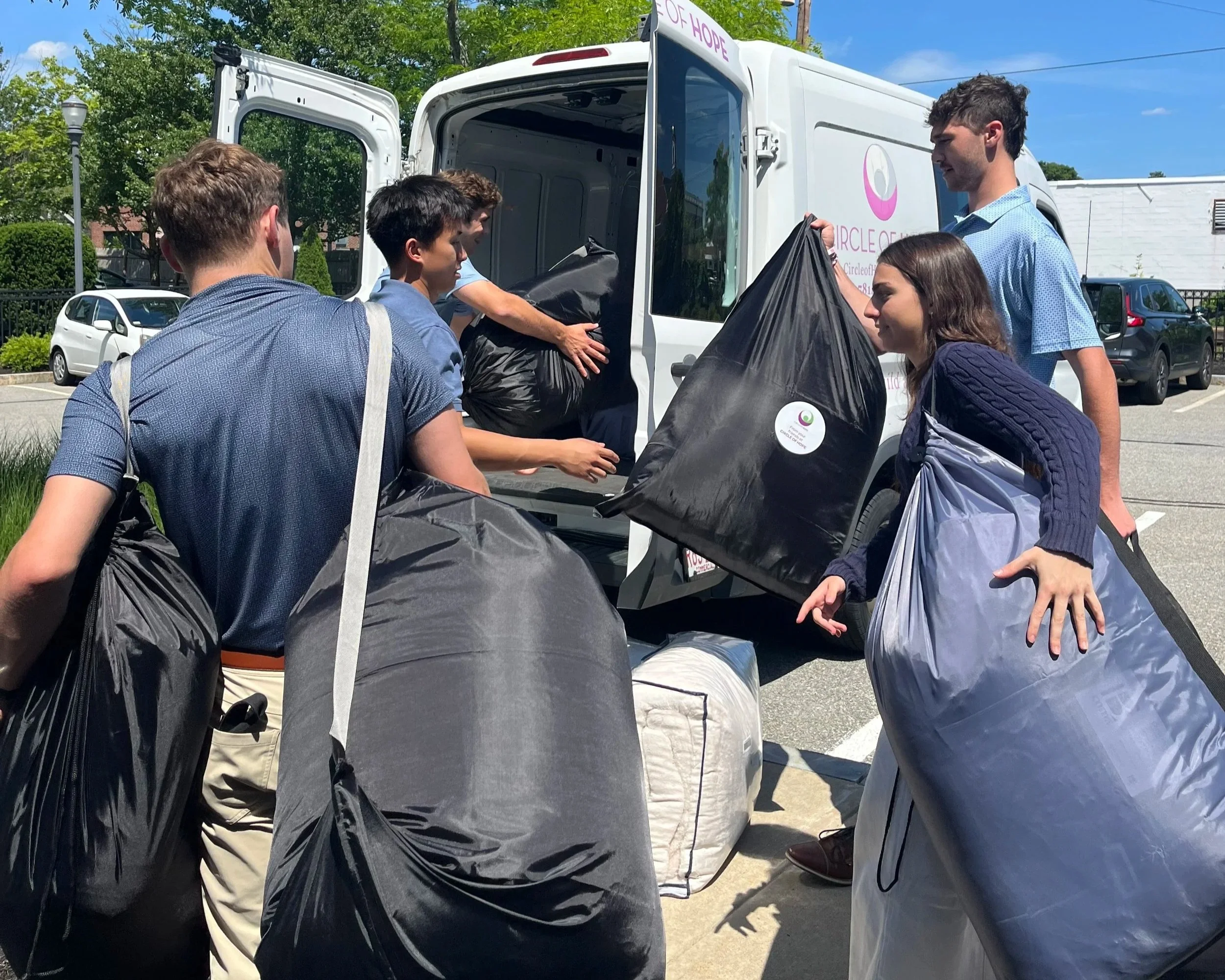   Needham Bank  summer interns assembled 50 Get Set packages for Circle of Hope, which went directly to Framingham State University that same afternoon. 