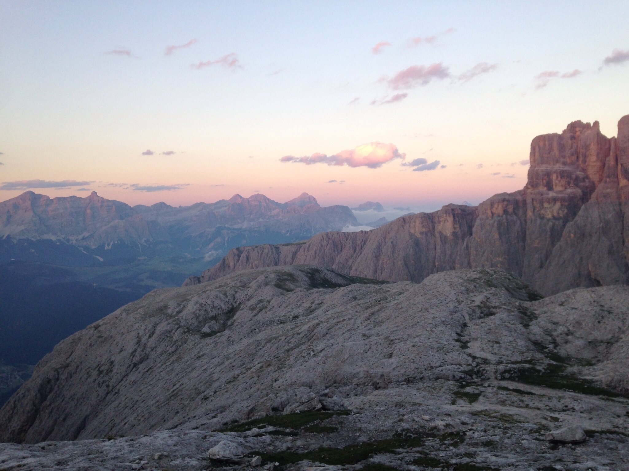 Italian Dolomites at Sunset Alta Via 2 Hut to Hut Hiking Pathways Active Travel