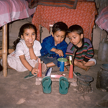  There is little room for playing in our huts.  Bhimma / PhotoVoice / LWF 