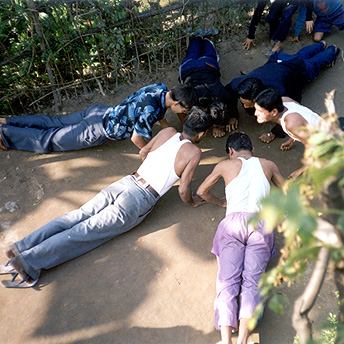   Bhutanese refugee youth united in exercise.&nbsp; Purna / PhotoVoice / LWF  