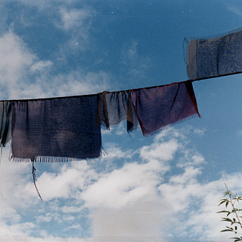   Prayer flags blow in the wind.&nbsp; Deo Maya / PhotoVoice / LWF  