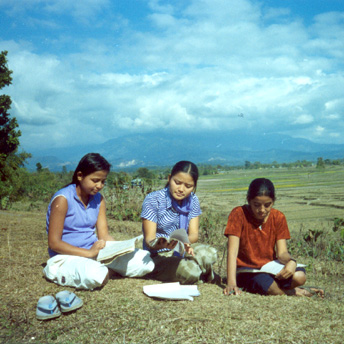 Students in the nearby jungle prepare for their forthcoming exams. Suresh / PhotoVoice / LWF