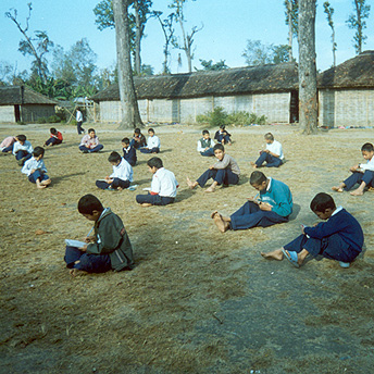   When there is no space in the classrooms we carry on learning outside.    Prem / PhotoVoice / LWF  