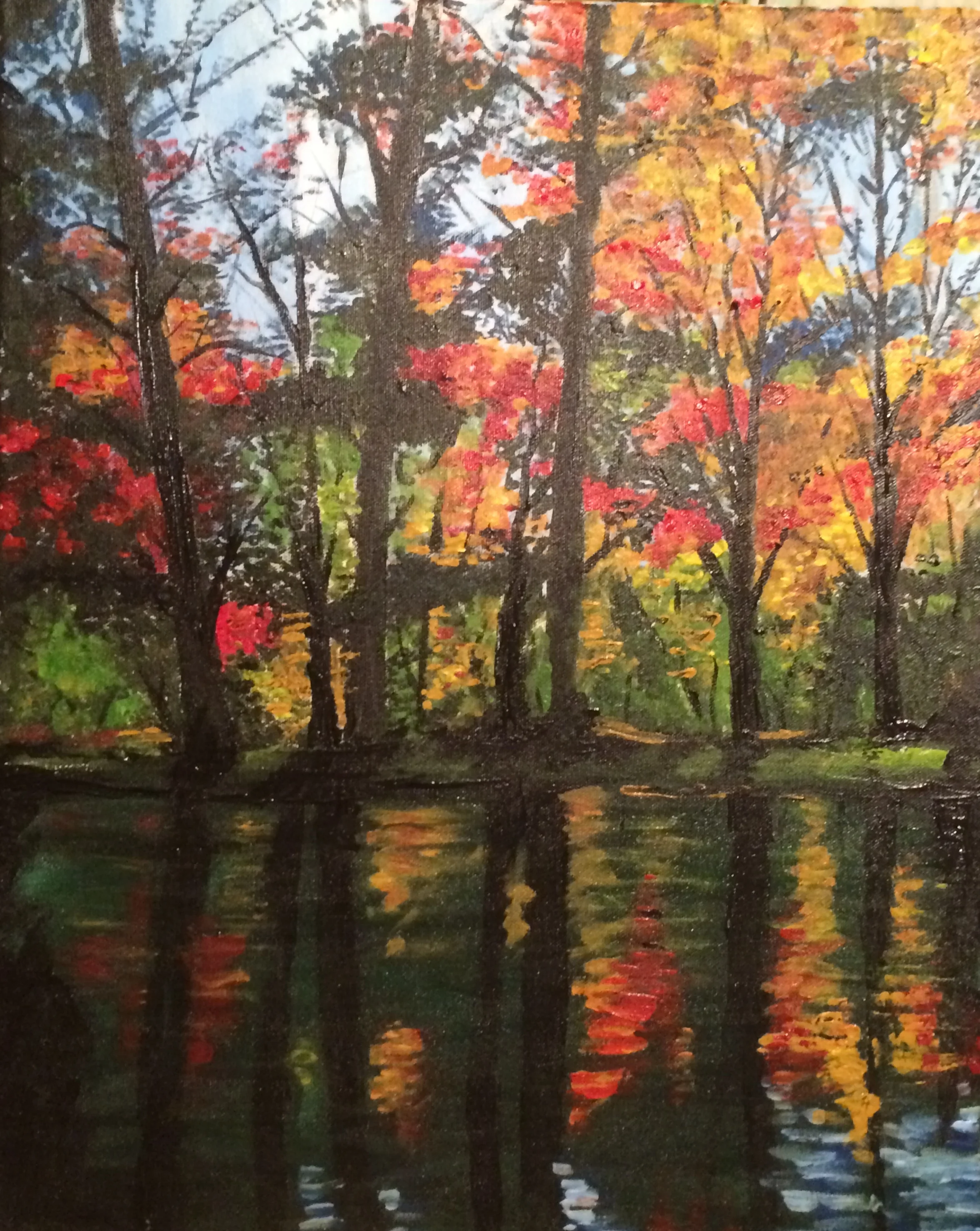 Sculptural Painting of Reflected Trees