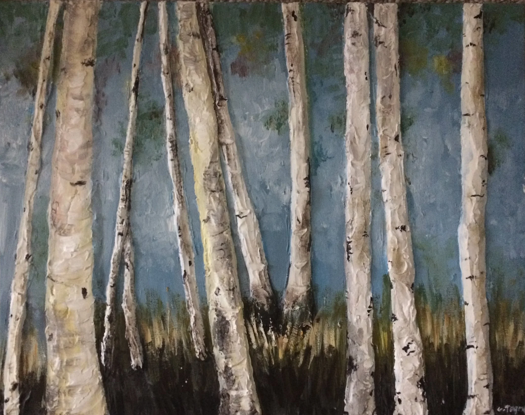 Sculptural Painting of Birch Trees 