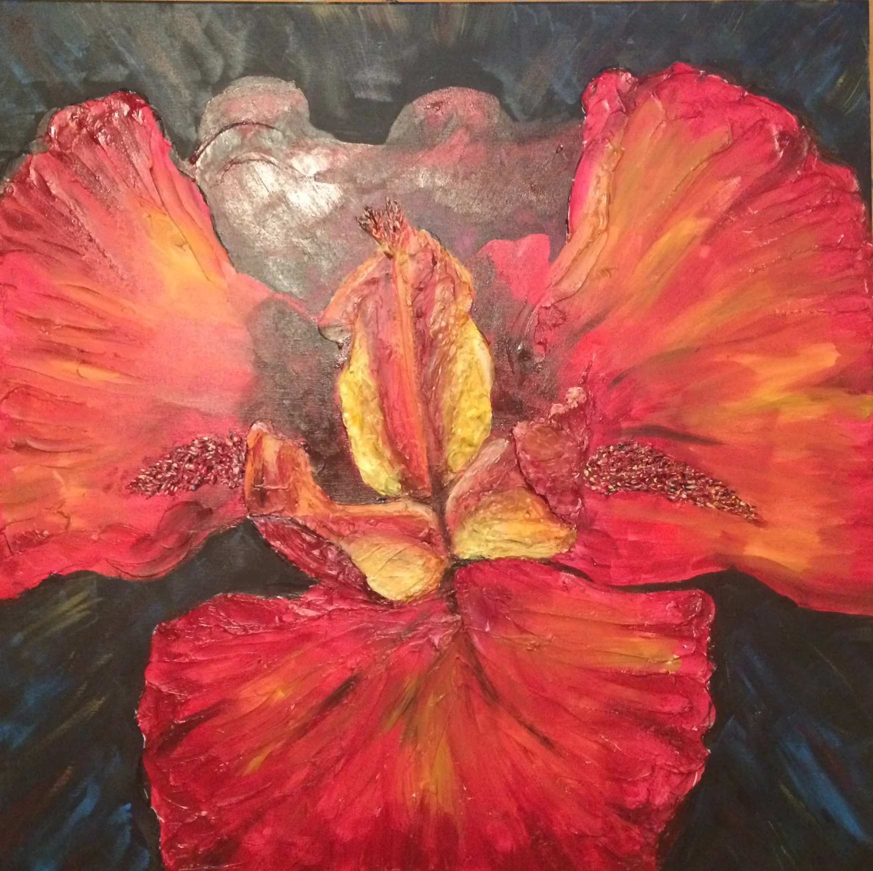 Sculptural Painting of Bearded Iris