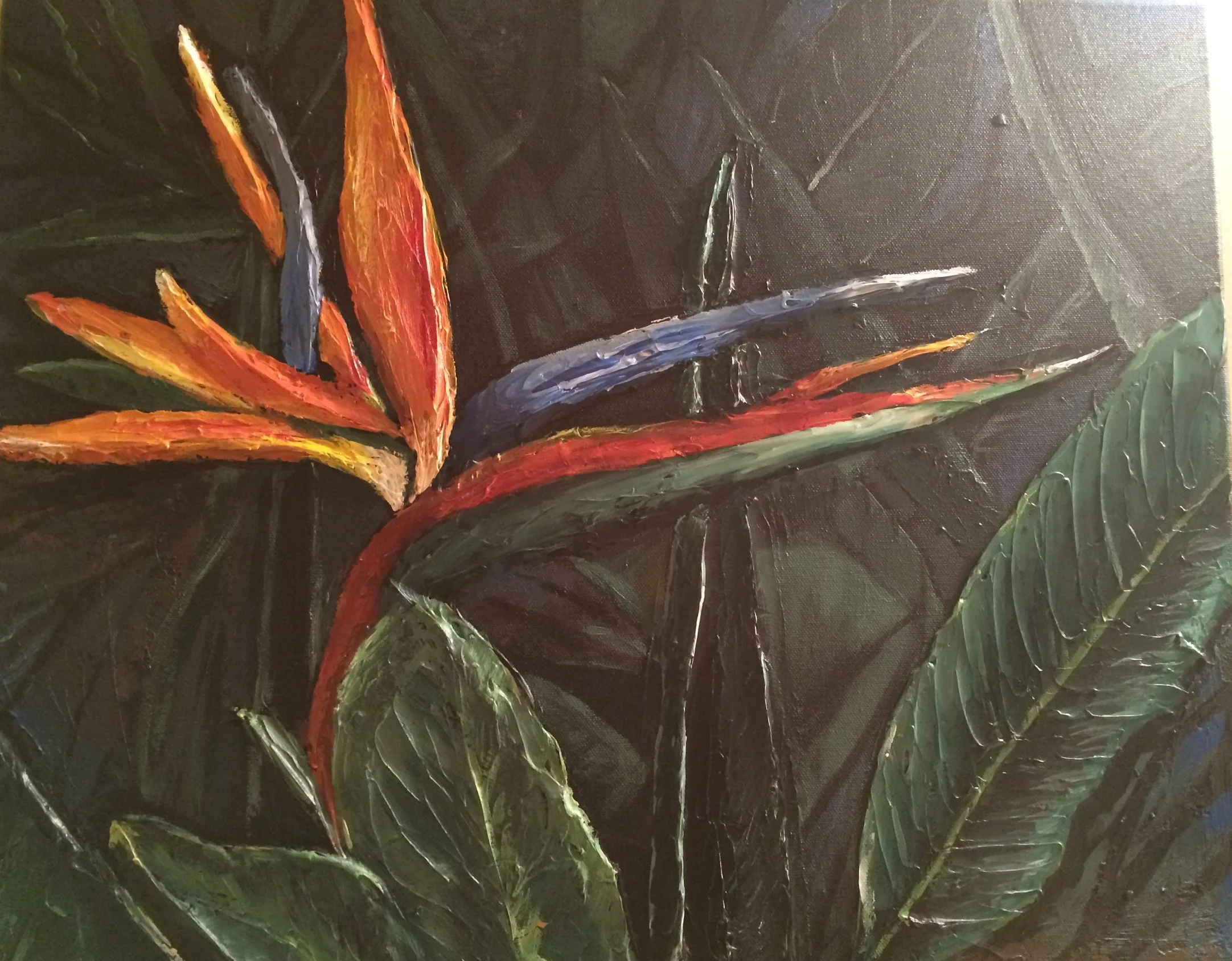 Sculptural Painting of Bird of Paradise Flower