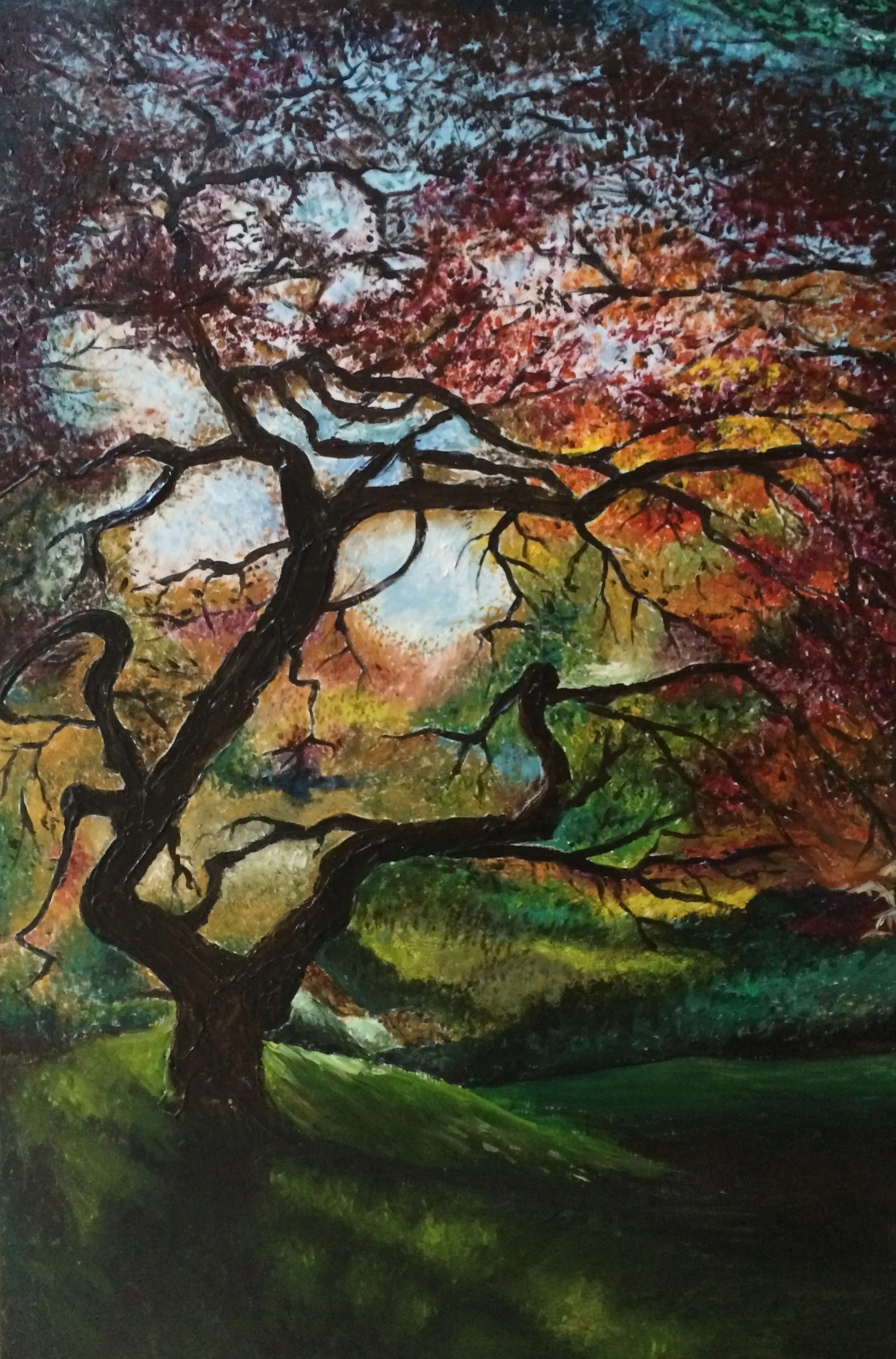 Sculptural Painting of Colorful Tree