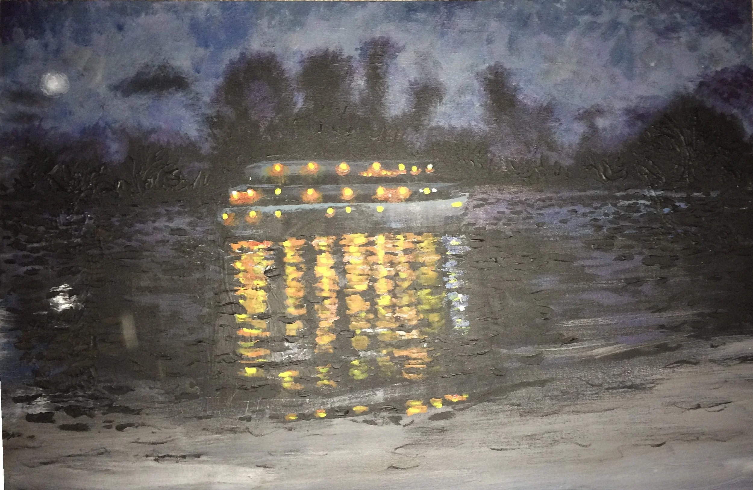 Sculptural Painting of River Boat
