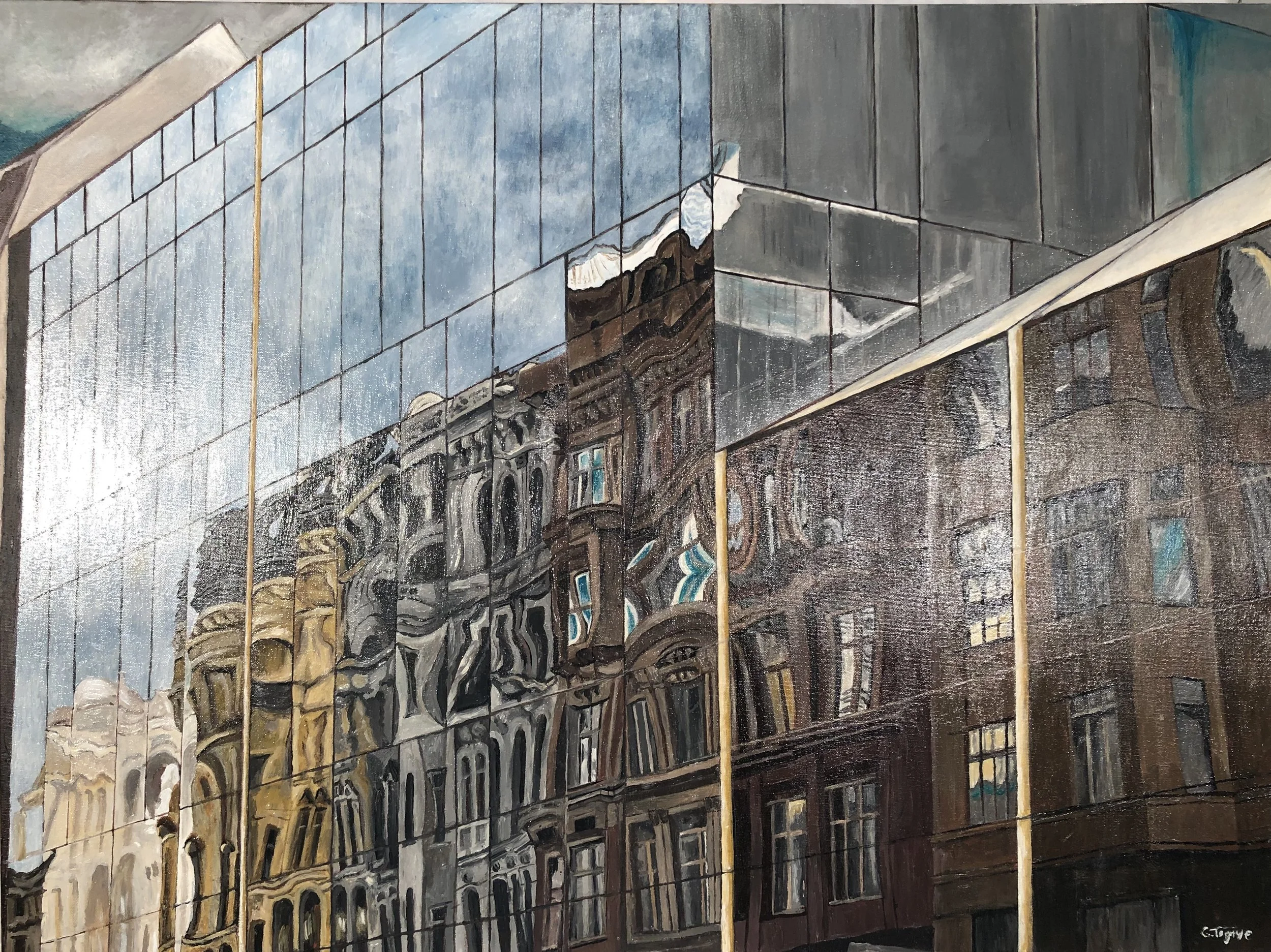 Finally finished! Can’t believe this took me so long to finish. i loved getting lost in all the distortions on the reflected glass.