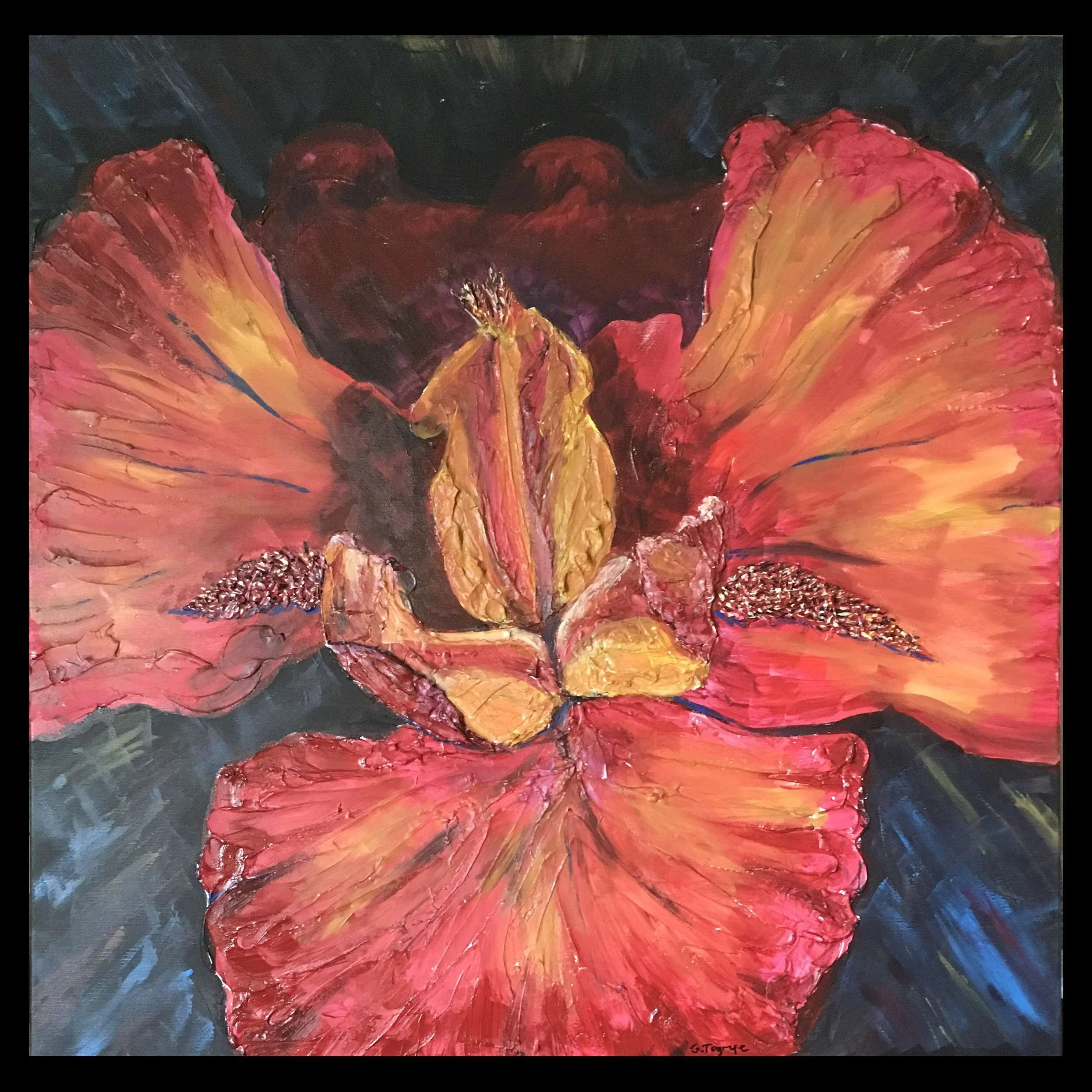 Sculptural Painting Bearded Iris Flower