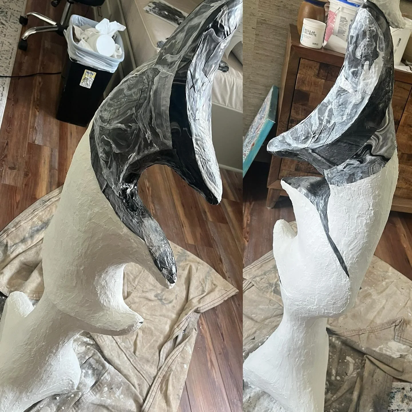 Started crazy experiment with new materials. Sculpture is made up of screens, joint compound, modeling paste and poured paint skins. Will post the finished product later. It has been fun playing. #totems #impasto #painting #togryeart #collage #repurp