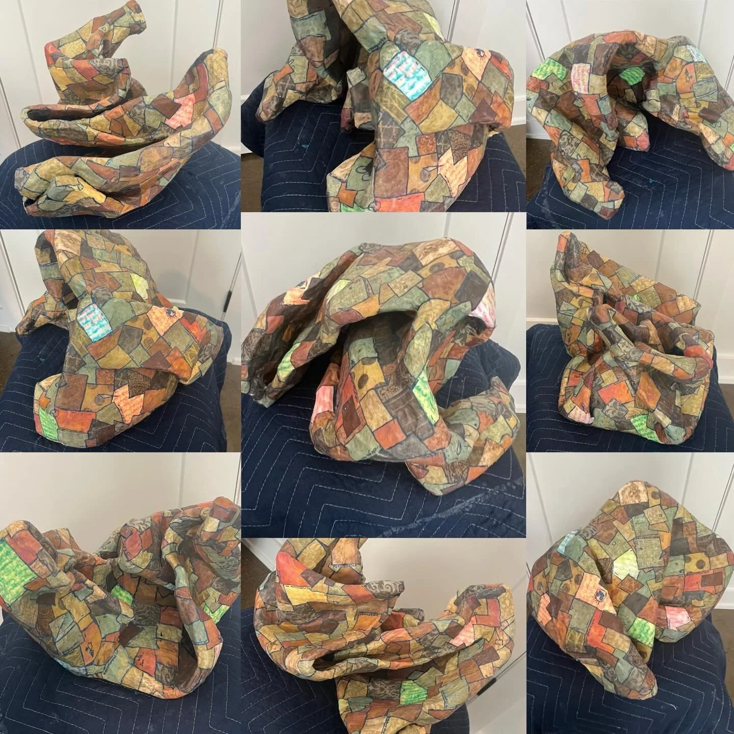 This is one of the few sculptures I have completed that I like from every angle. It is inspired at the time in my life when I am throwing away and purging&hellip;.a renewing of sorts. It is made up of old journal pages and repurposed paper with inscr