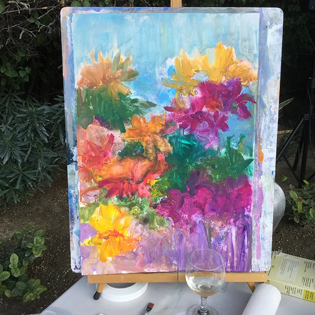 Painting, chatting and sipping - very enjoyable way to show my work!