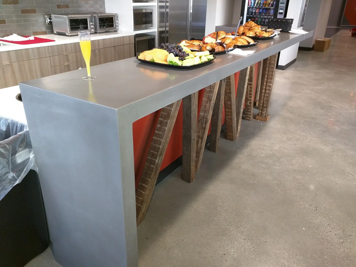 Custom waterfall legged table