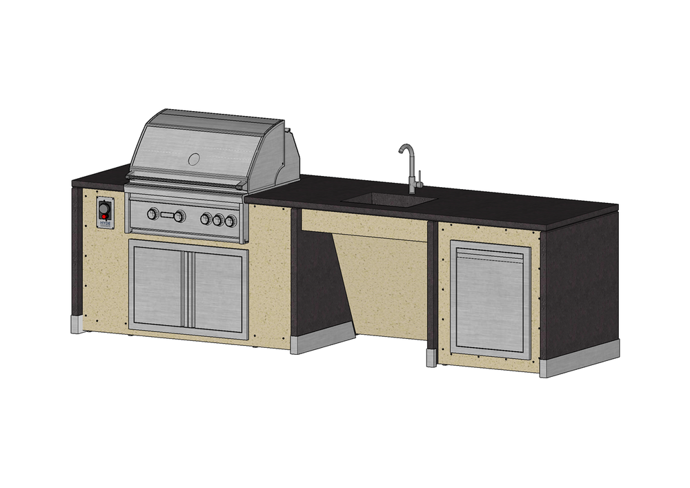Cement Board Metal Outdoor Kitchen Frame Uniframe Systems Bar Top