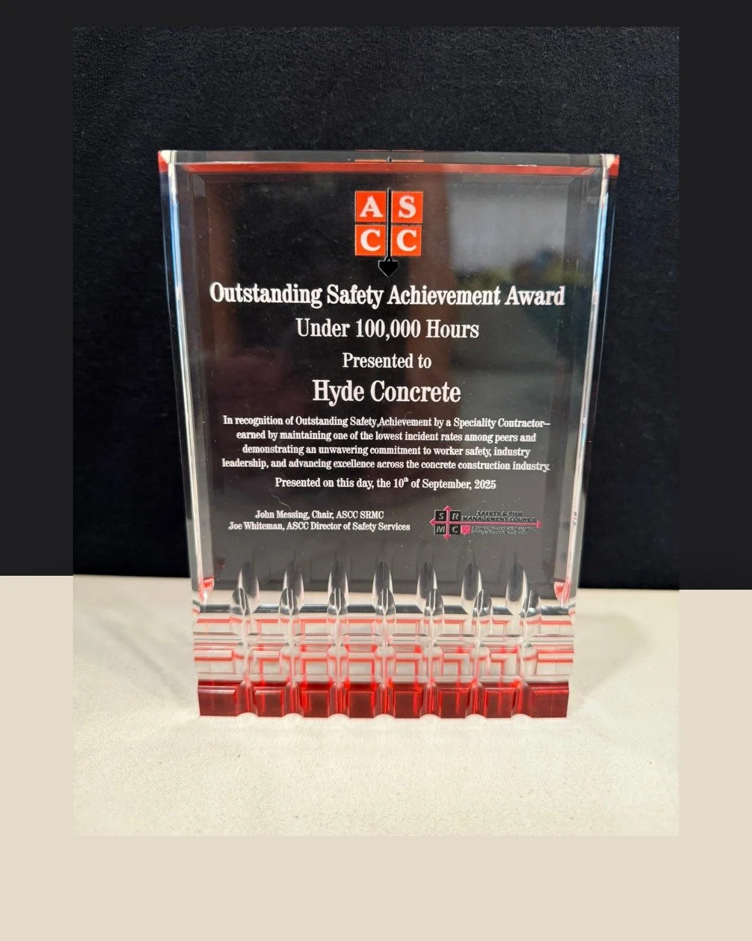 🏆✨ Outstanding Safety Award Winners! 
Hyde Concrete just won a 2025 Outstanding Safety Achievement Award from the American Society of Concrete Contractors @ascconline !
Celebrating over 20 years of putting people FIRST
From toolbox talks to safety i