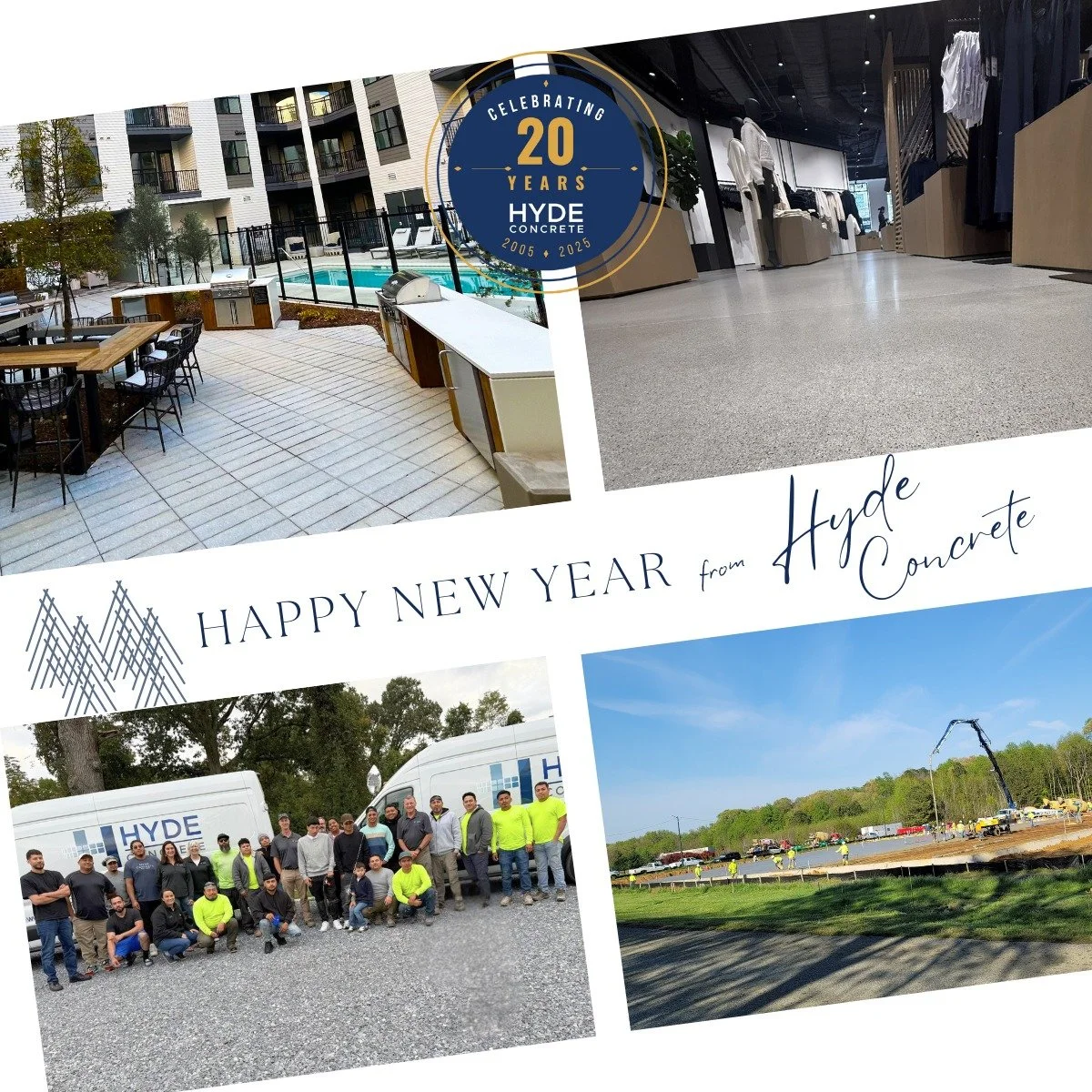 🎉Happy New Year!

✨As 2025 comes to a close, we're reflecting on an incredible year and 20 amazing years of Hyde Concrete!

Since 2005:
🏆 25+ international awards
🎨 Decorative concrete flooring
🏗️ Specialty surfaces
🏛️ Architectural precast

But