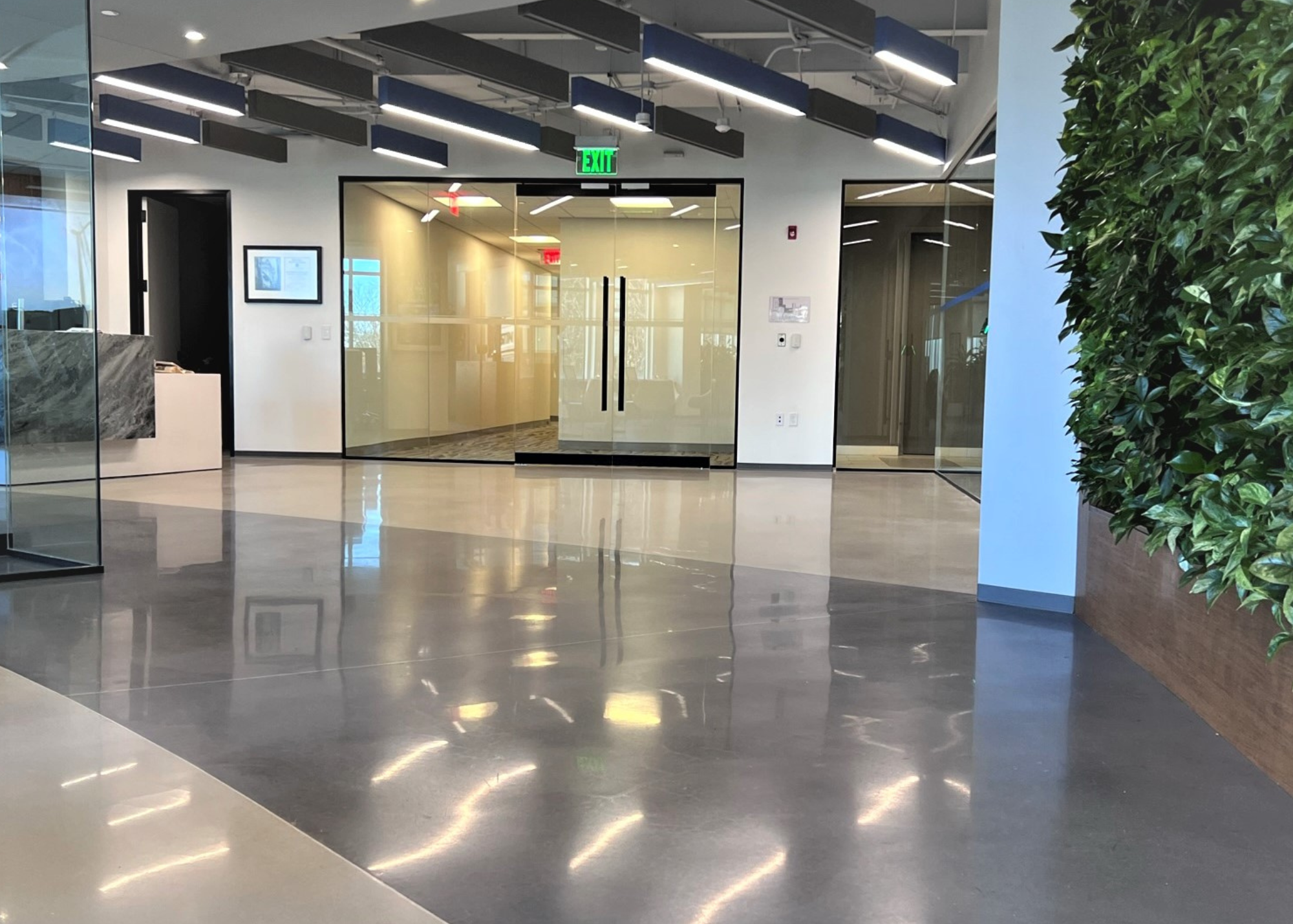 LEED-certified polished concrete overlay in Hannon Armstrong office building, Annapolis Maryland