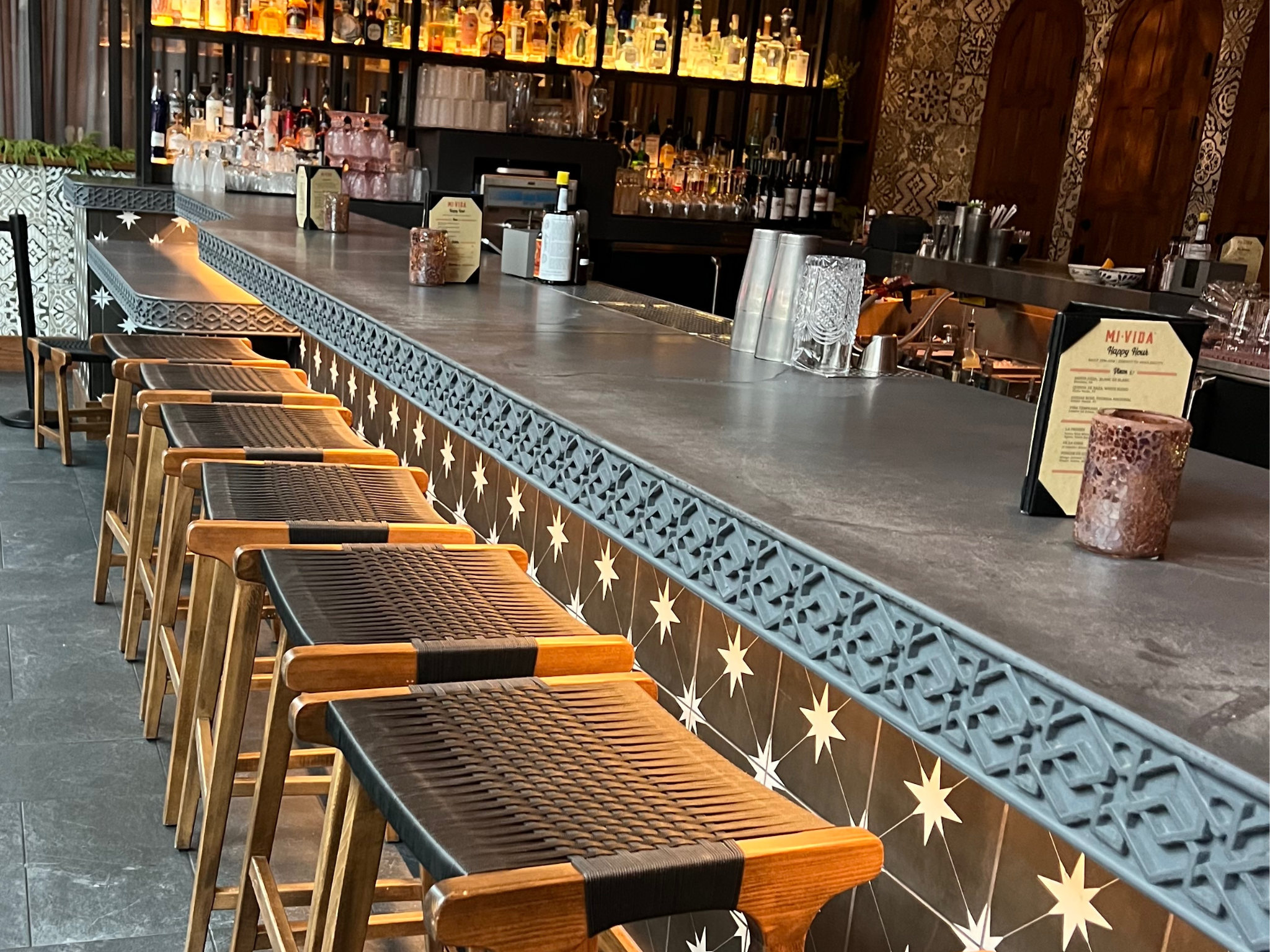 Architectural Precast concrete bar in Mi Vida restaurant, Penn Quarter Washington DC