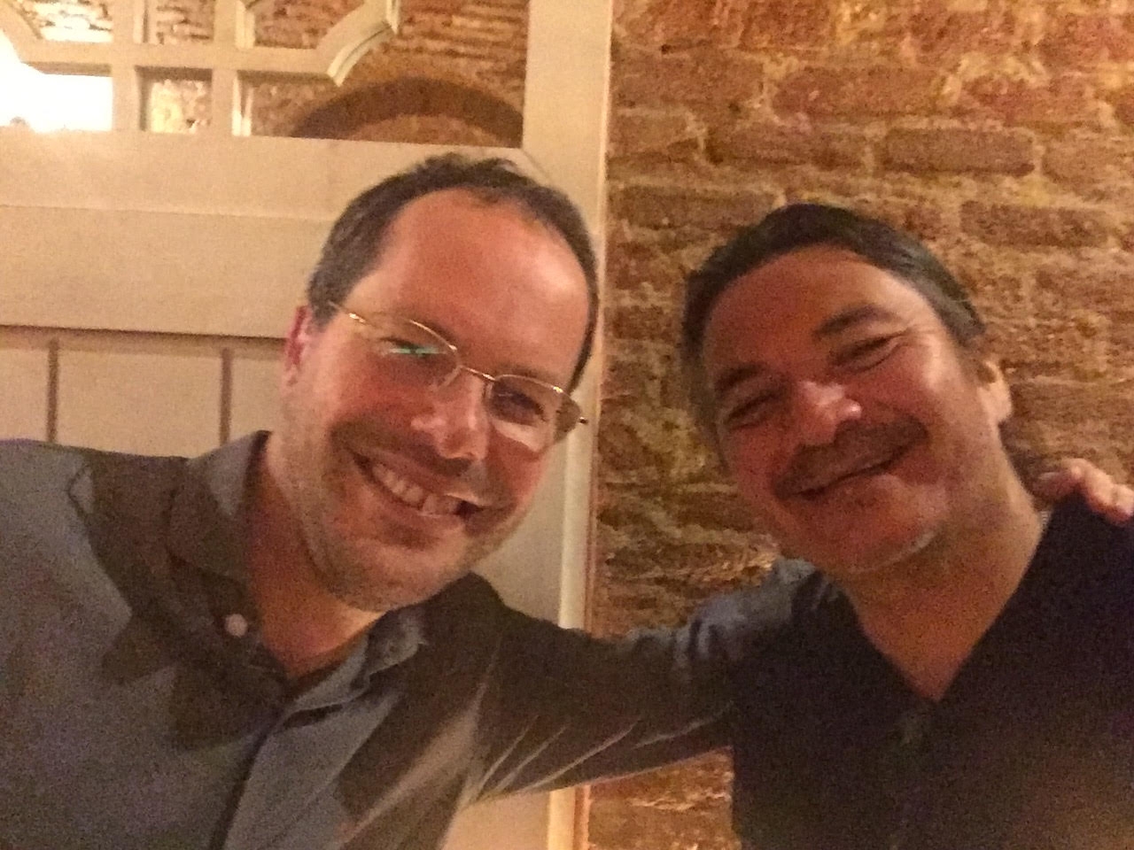 In a wonderful Spanish restaurant with Gabriel Pérez-Barreiro after his curated exhibition, Mario Pedroza: On the Affective Nature of Form at the Museo Reina Sofía (April, 2017).
