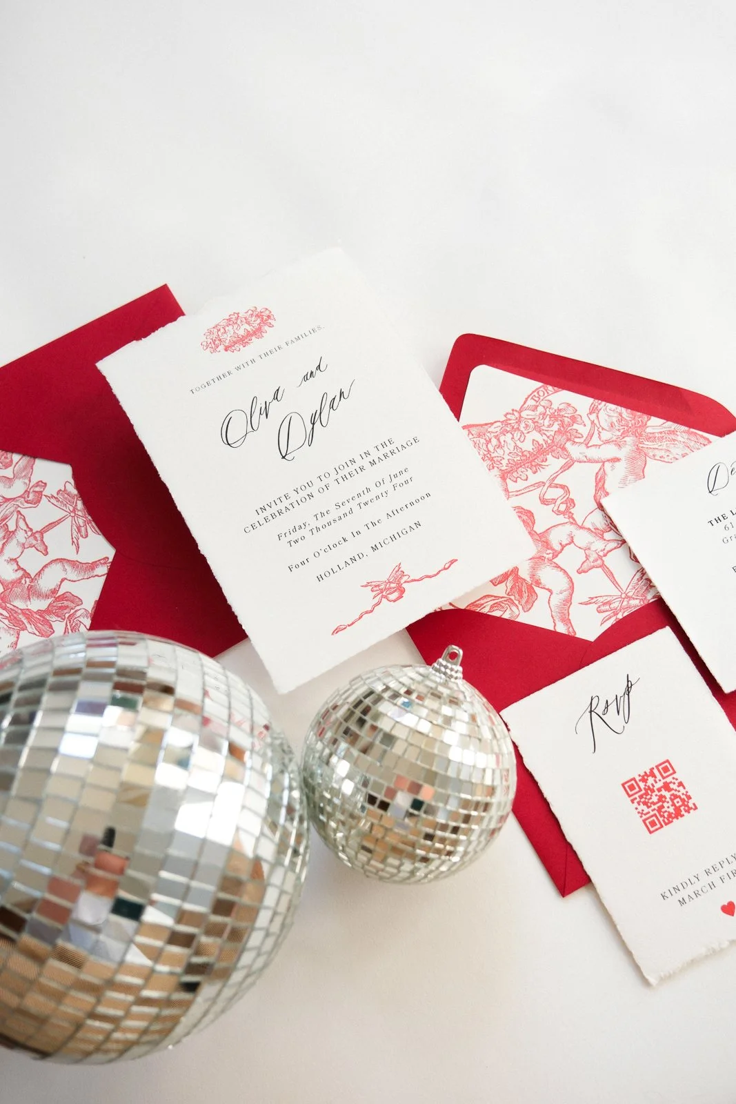 Vintage Cupid Wedding Invitation Suite