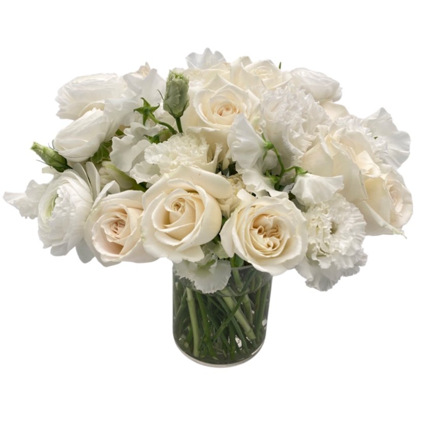 white rose and ranunculus comp
